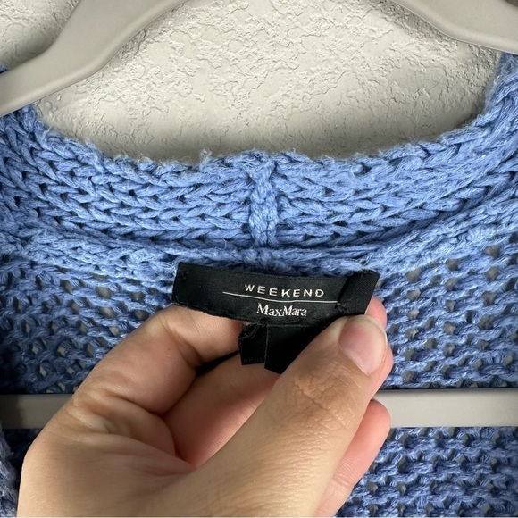 Weekend MaxMara Blue Linen Cotton Button Up Cardigan Size Small - Picture 4 of 9